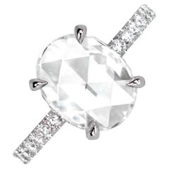 GIA-certified 2.69ct Rose Cut Diamond Engagement Ring, Platinum