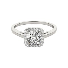 GIA Certified 2,7 Carati Classic Cushion Halo Cathedral Platinum Diamond Ring