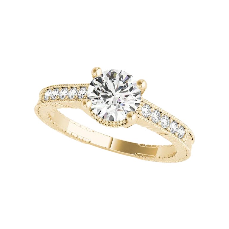 Bague à diamant vintage certifié GIA de 2.7 carat rond à double panier