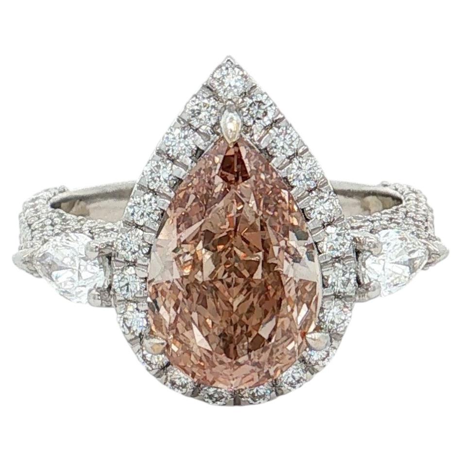 Anello con diamante certificato GIA da 2,70 carati, colore arancione-marrone fancy, purezza SI1