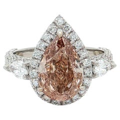 GIA Certified 2.70 Carat Fancy Orange Brown SI1 Clarity Diamond Ring