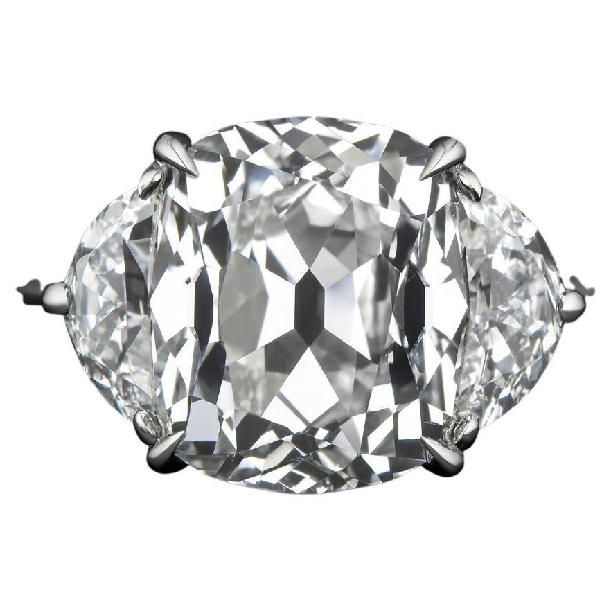 Bague certifiée GIA de 2,70 carats de diamants brillants d
ancienne mine avec demi-lune