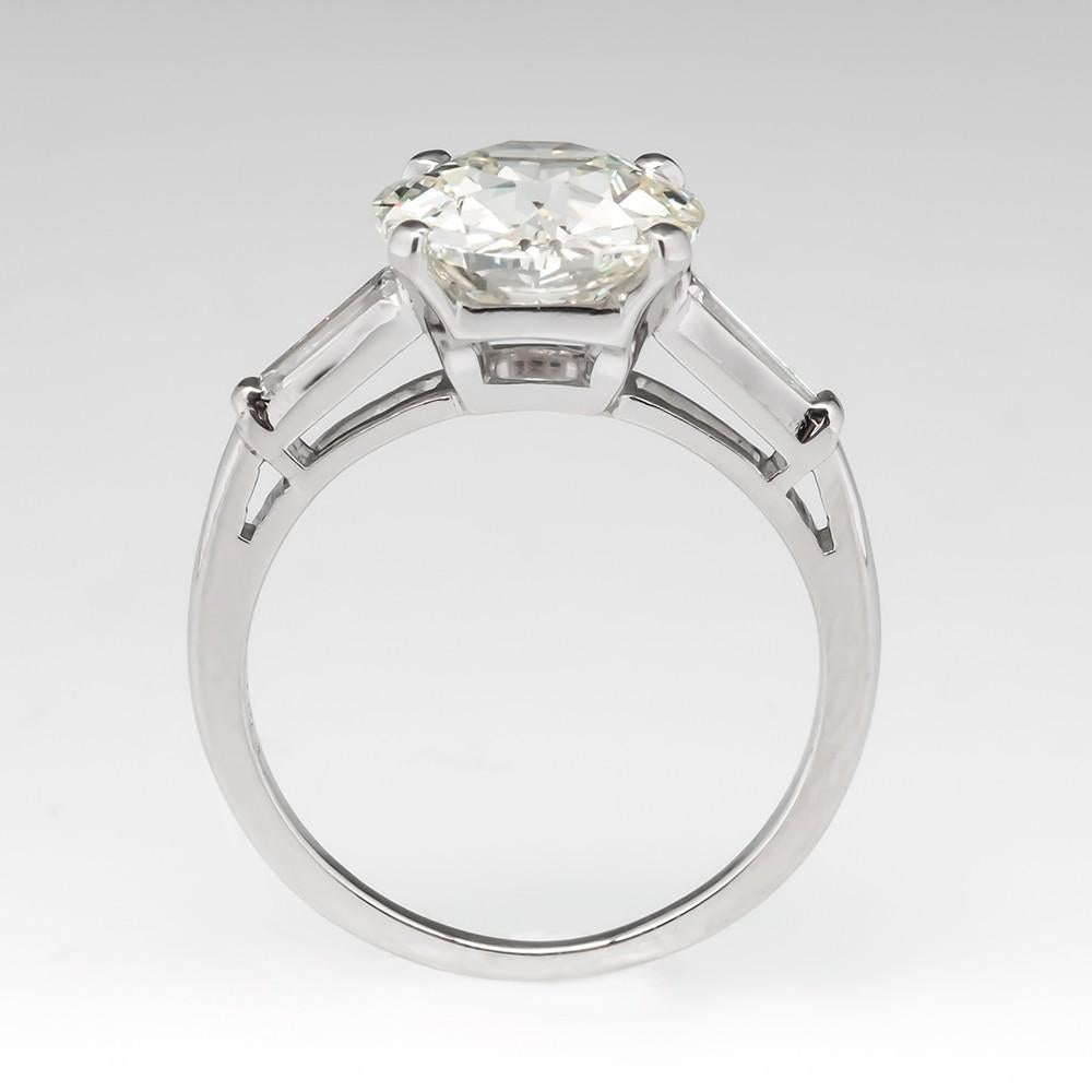 Women's or Men's GIA Certified 2.70 Carat Old Mine Cut Diamond 18Kt White Gold Ring