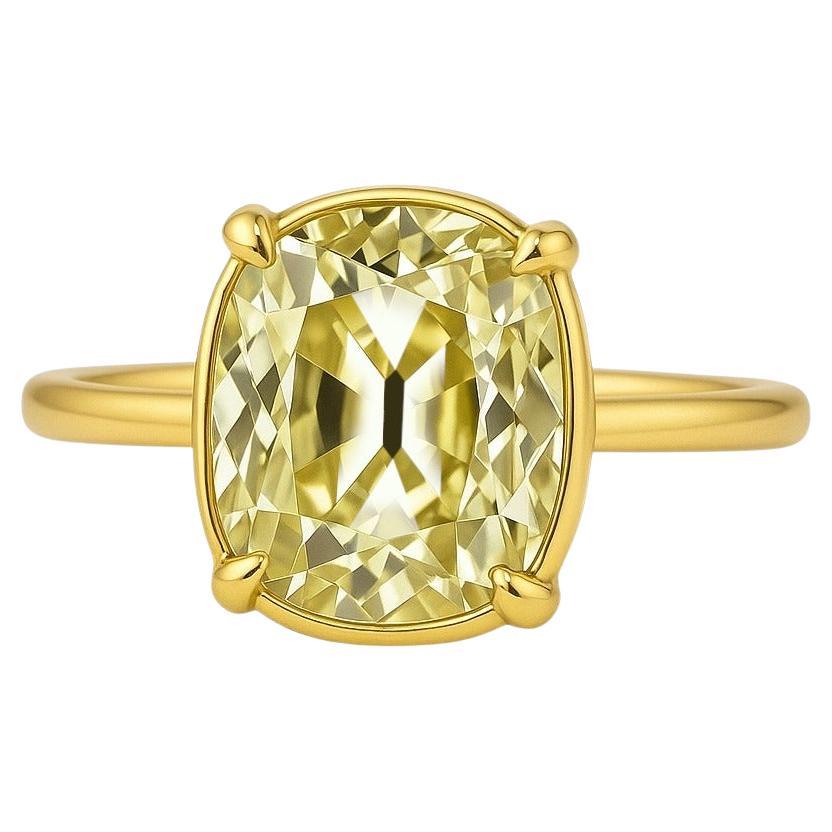 GIA Certified 2.70 Carat Old Mine Cut Yellow Diamond Ring in 18K Gold