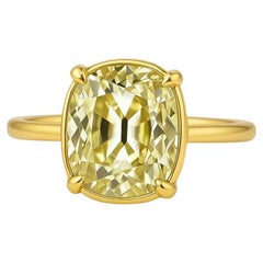GIA-zertifizierter 2,70 Karat gelber Diamantring aus 18 Karat Gold mit alteuropäischem Minenschliff