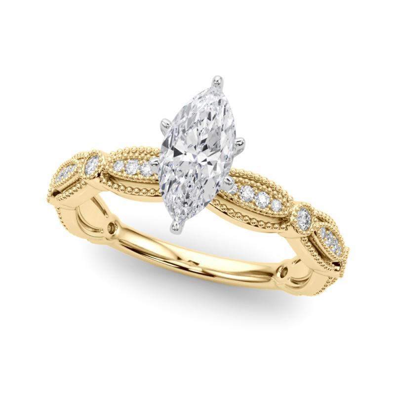 GIA zertifiziert 2,70 Karat Vintage Marquise Milgrain Band Diamantring (Marquiseschliff) im Angebot