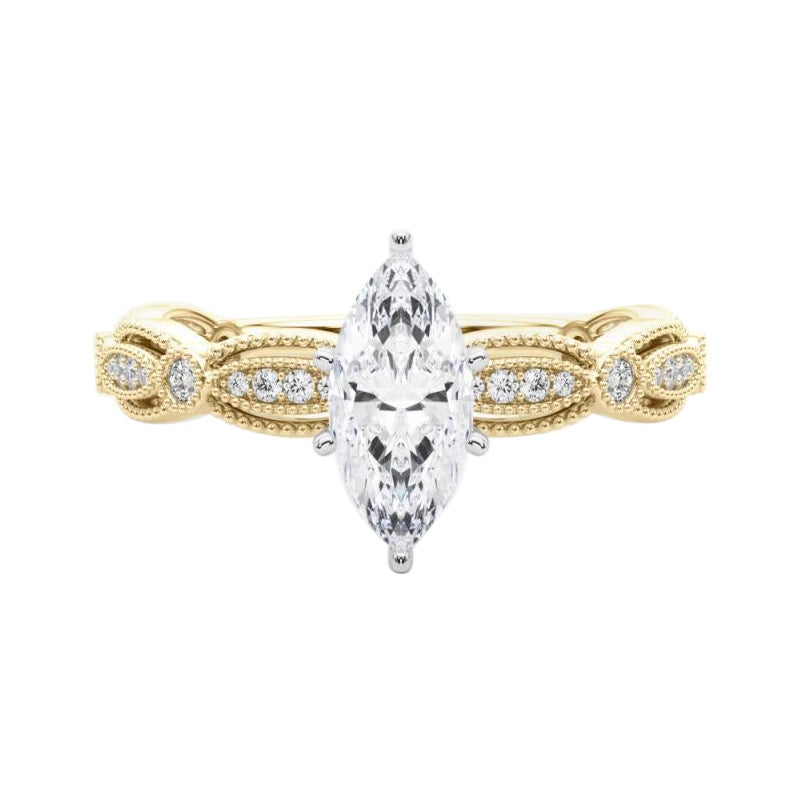 GIA zertifiziert 2,70 Karat Vintage Marquise Milgrain Band Diamantring im Angebot