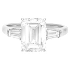 GIA Certified 2.70 Ct.  Emerald Cut Diamond Platinum Ring