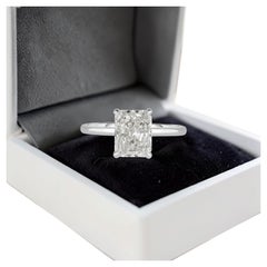 GIA Certified 2.70 Ct F/VS1 Radiant Diamond Hidden Halo Ring in 18K White Gold