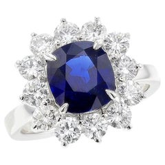 GIA Certified 2.70 ct. Unheated Burma Sapphire and Diamond Ring, Platinum