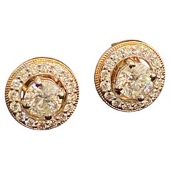 GIA Certified 2.70 Cts D VVS1 Round Diamonds Halo Stud Earrings in 18K Rose Gold