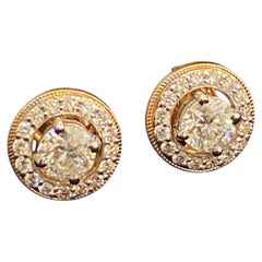 GIA Certified 2.70 Cts D VVS1 Round Diamonds Halo Stud Earrings in 18K Rose Gold