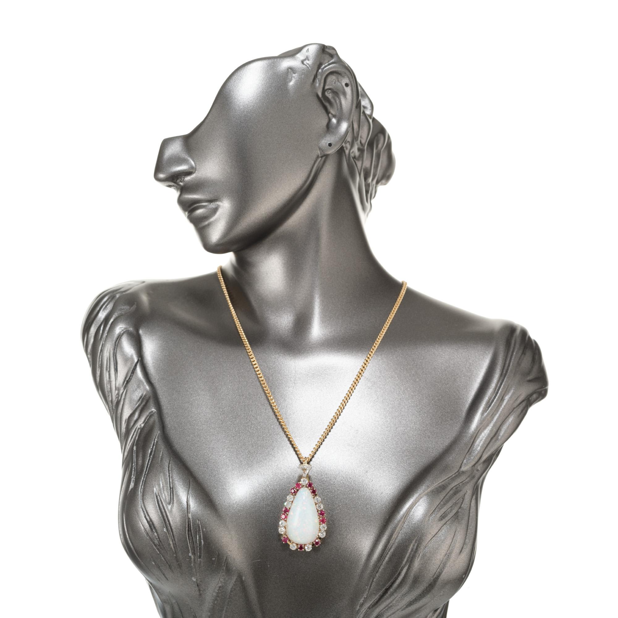 GIA-zertifizierte 27,03 Karat Opal-Rubin-Diamant-Halskette mit 14k zweifarbigem Gold-Anhänger im Angebot 2