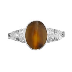 GIA Certified 2.71 Carat Chrysoberyl Cat’s Eye Diamond Platinum Engagement Ring