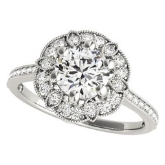 Flor Halo Redondo Certificado GIA de 2,71 Quilates  Anillo de diamantes