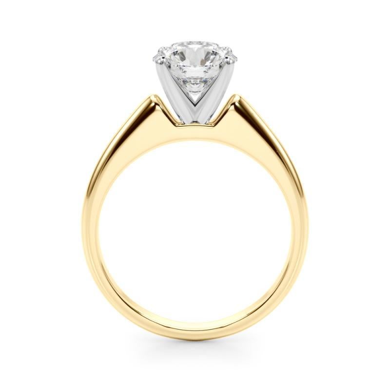 Taille ronde GIA Certified 2.71 Carat Round Solitaire Classic 18K Yellow Gold Diamond Ring en vente