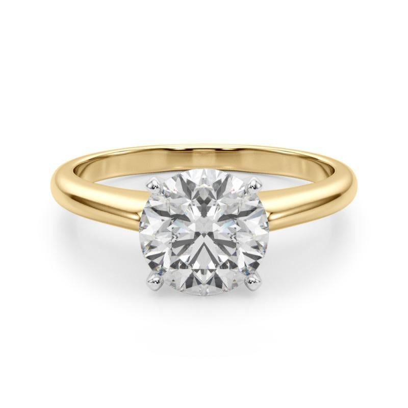 GIA Certified 2.71 Carat Round Solitaire Classic 18K Yellow Gold Diamond Ring Neuf - En vente à New York, NY