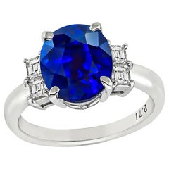 Vintage GIA Certified 2.71 Carat Sapphire Diamond Engagement Ring