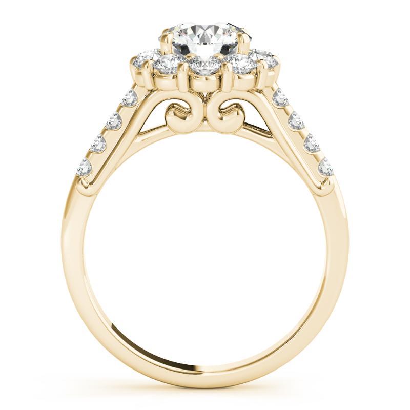 Taille ronde Bague certifiée GIA de 2,71 ct de diamants ronds en forme de halo de fleur en vente