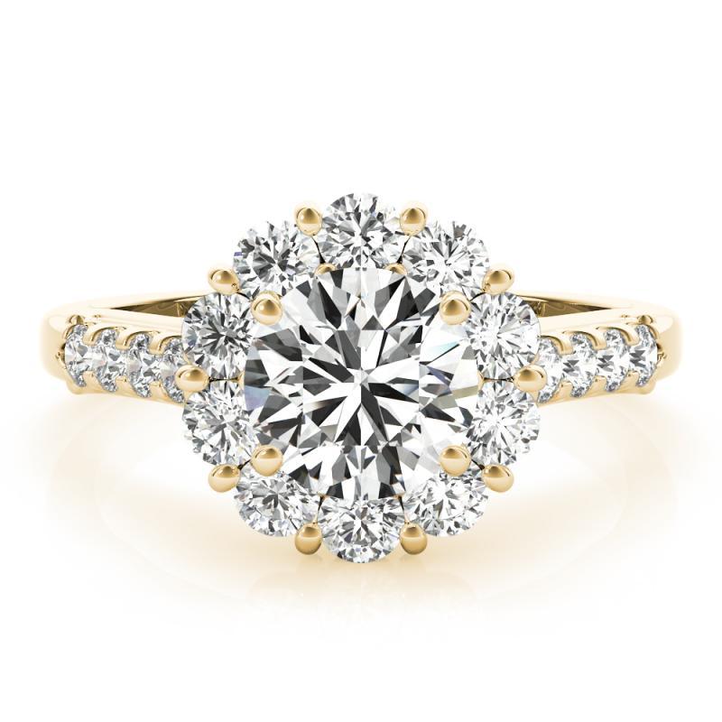 Bague certifiée GIA de 2,71 ct de diamants ronds en forme de halo de fleur Neuf - En vente à New York, NY
