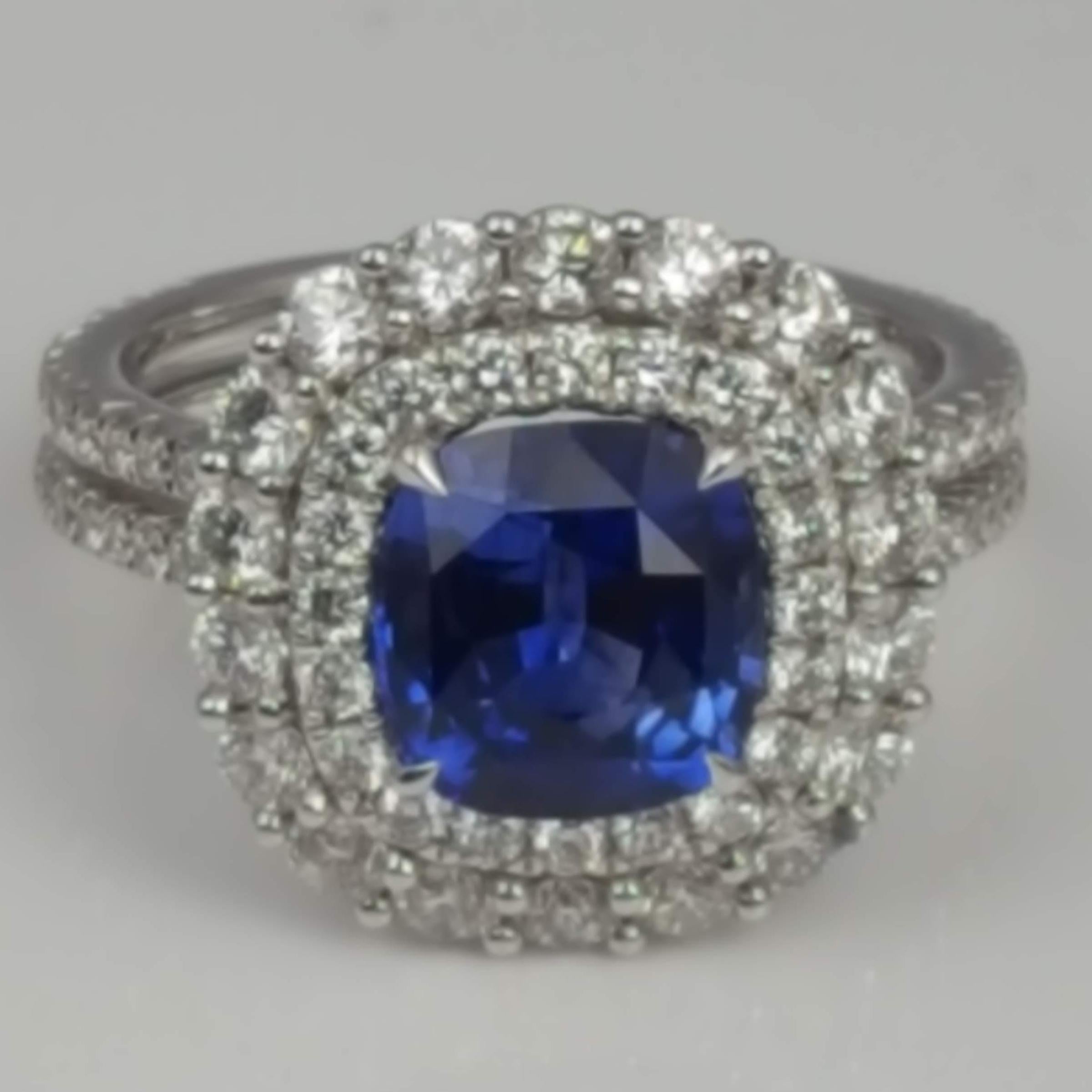 Contemporary DiamondTown GIA Certified 2.72 Carat Ceylon Sapphire and Diamond Ring