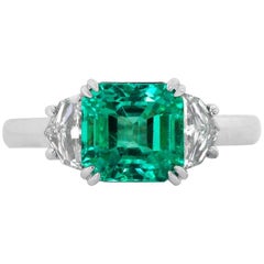 GIA Certified 2.72 Carat Emerald and Diamond Platinum and Gold Ring