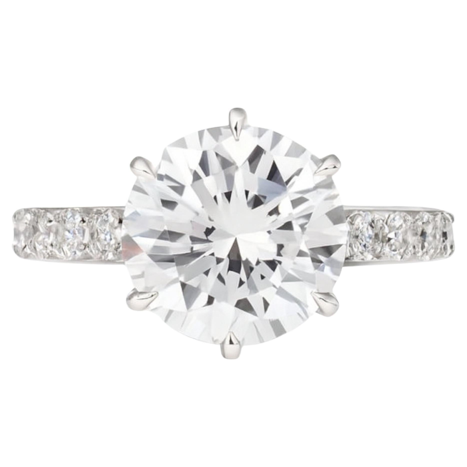 Anillo de compromiso de diamantes redondos talla brillante 2,72 CTW E VVS1 certificado por GIA