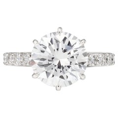 GIA Certified 2.72 CTW E VVS1 Round Brilliant Cut Diamond Engagement Ring