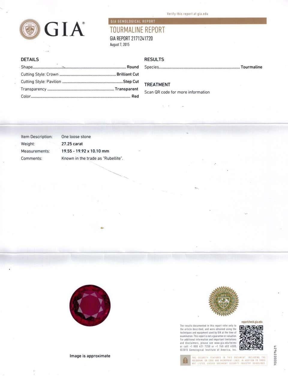 GIA-zertifizierter 27,25 Karat runder roter Rubellit-Turmalin-Diamantring (Rundschliff) im Angebot