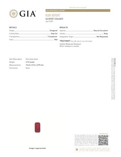 GIA Certified 2.72 Carat Octagonal Natural Burma Ruby