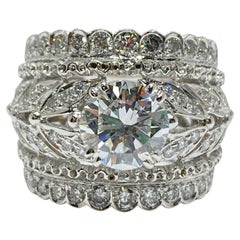 GIA Certified 2.73 Carat Diamond Ring in 18 Karat White Textured Gold