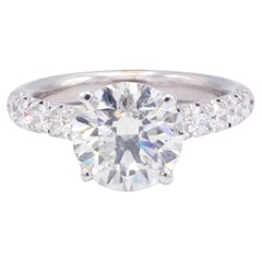 GIA Certified 2.73 Carat I SI2 Round Diamond White Gold Engagement Ring