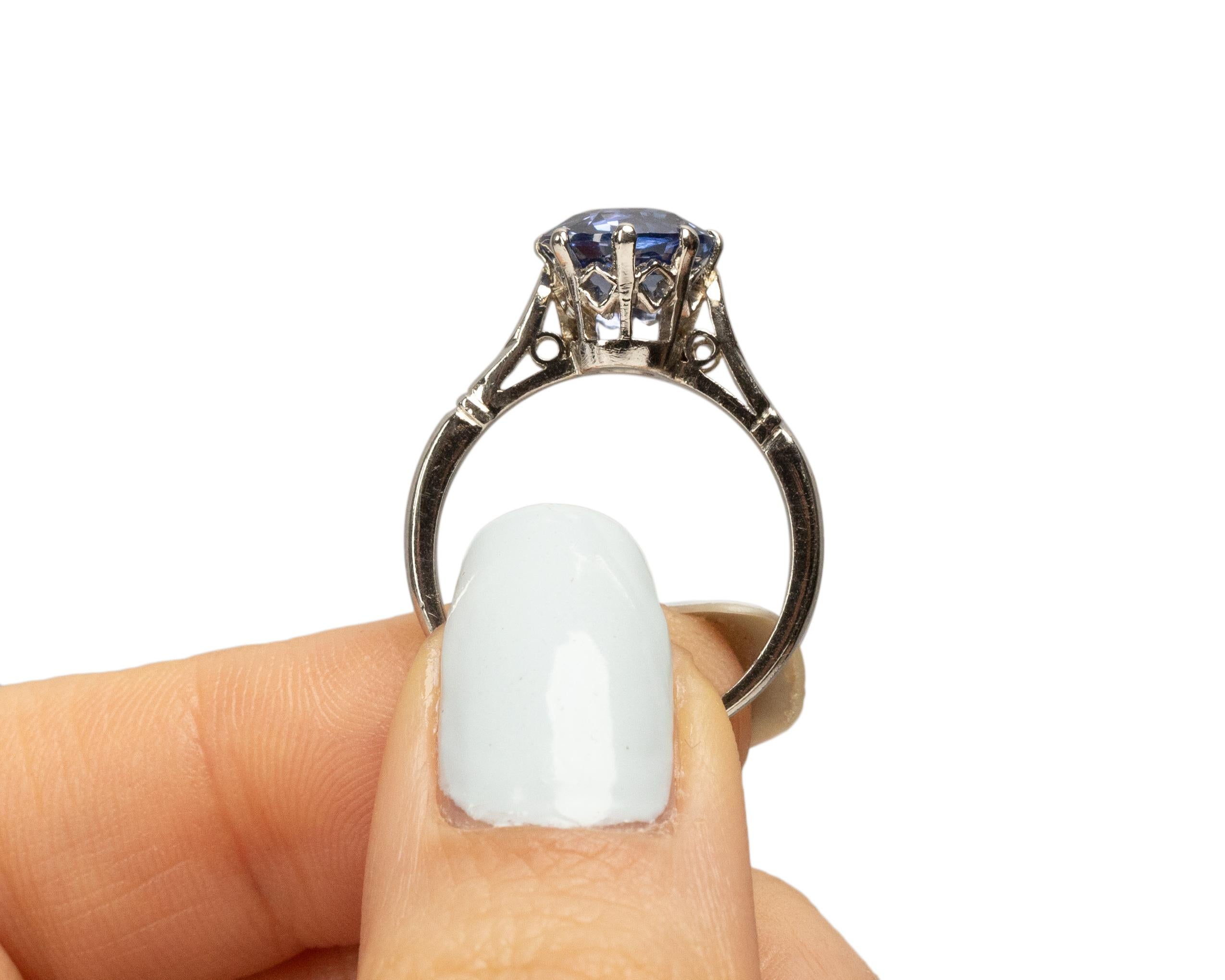 GIA Certified 2.74 Carat Art Deco Diamond Platinum Engagement Ring 3