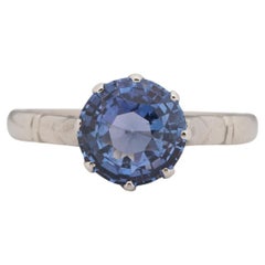 Anello di fidanzamento in platino con diamante Art Deco certificato GIA da 2.74 carati