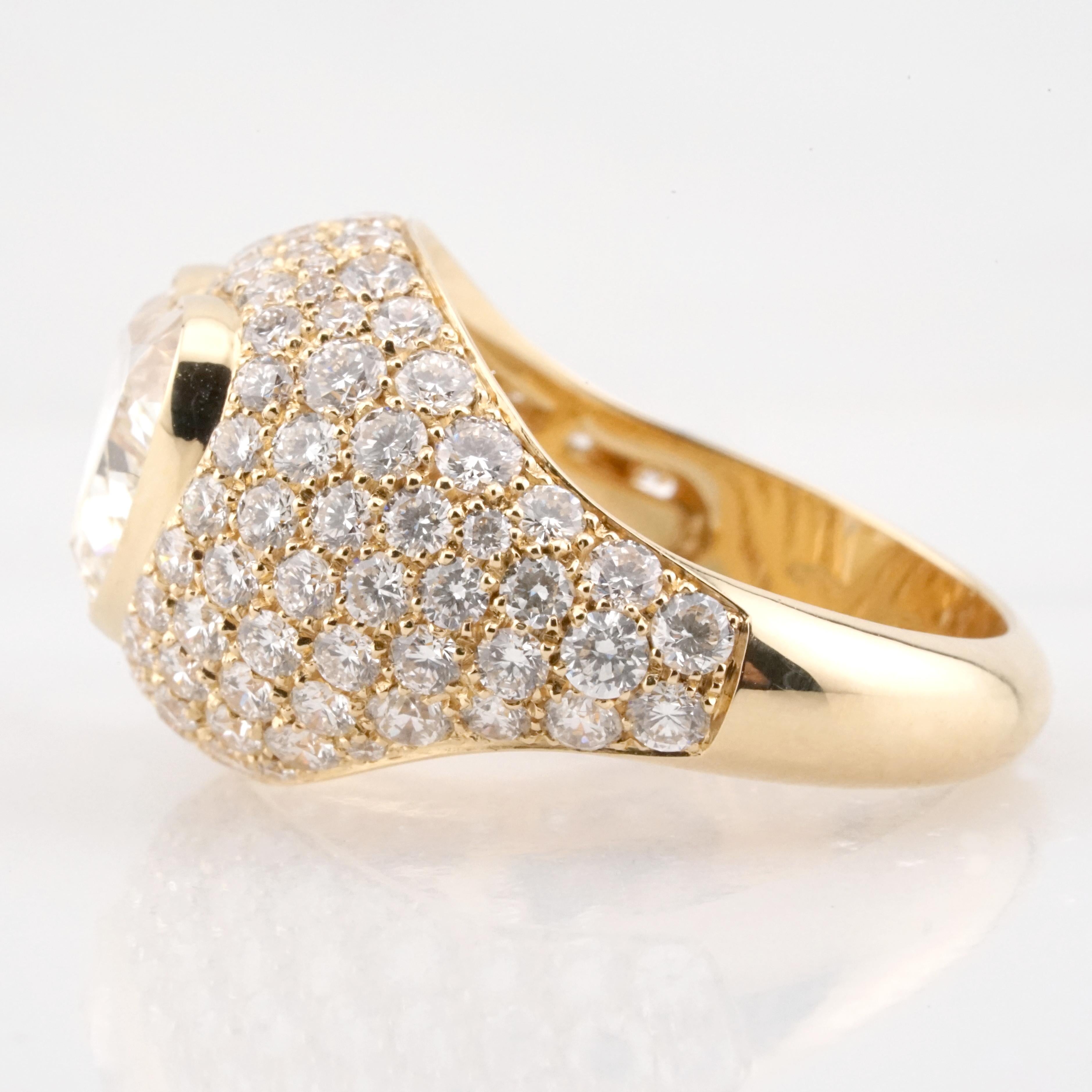 Heart Cut GIA Certified 2.74 Carat Heart Shape Diamond 18K Yellow Gold Ring For Sale
