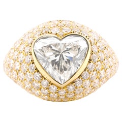 Bague en or jaune 18 carats avec diamant en forme de cœur de 2,74 carats certifié GIA