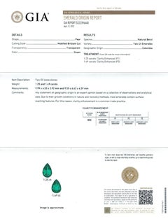 Natural Green Emerald Stones 2.74 cts in 18KWG Earrings w Diamonds / GIA Report