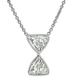 GIA Certified 2.74ct Diamond Hour Glass Pendant Necklace