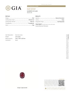 GIA Certified 2.74ct Oval Shape Natural Ruby