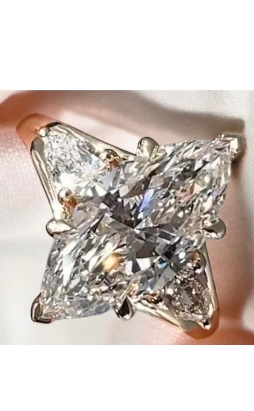 Marquise Cut GIA Certified 2.75 Carat F/VS1 Marquise Shape Diamond 18K Gold Ring For Sale