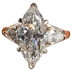 GIA-zertifizierter 2,75 Karat F/VS1 Marquise-Diamantring aus 18 Karat Gold mit Marquise-Form