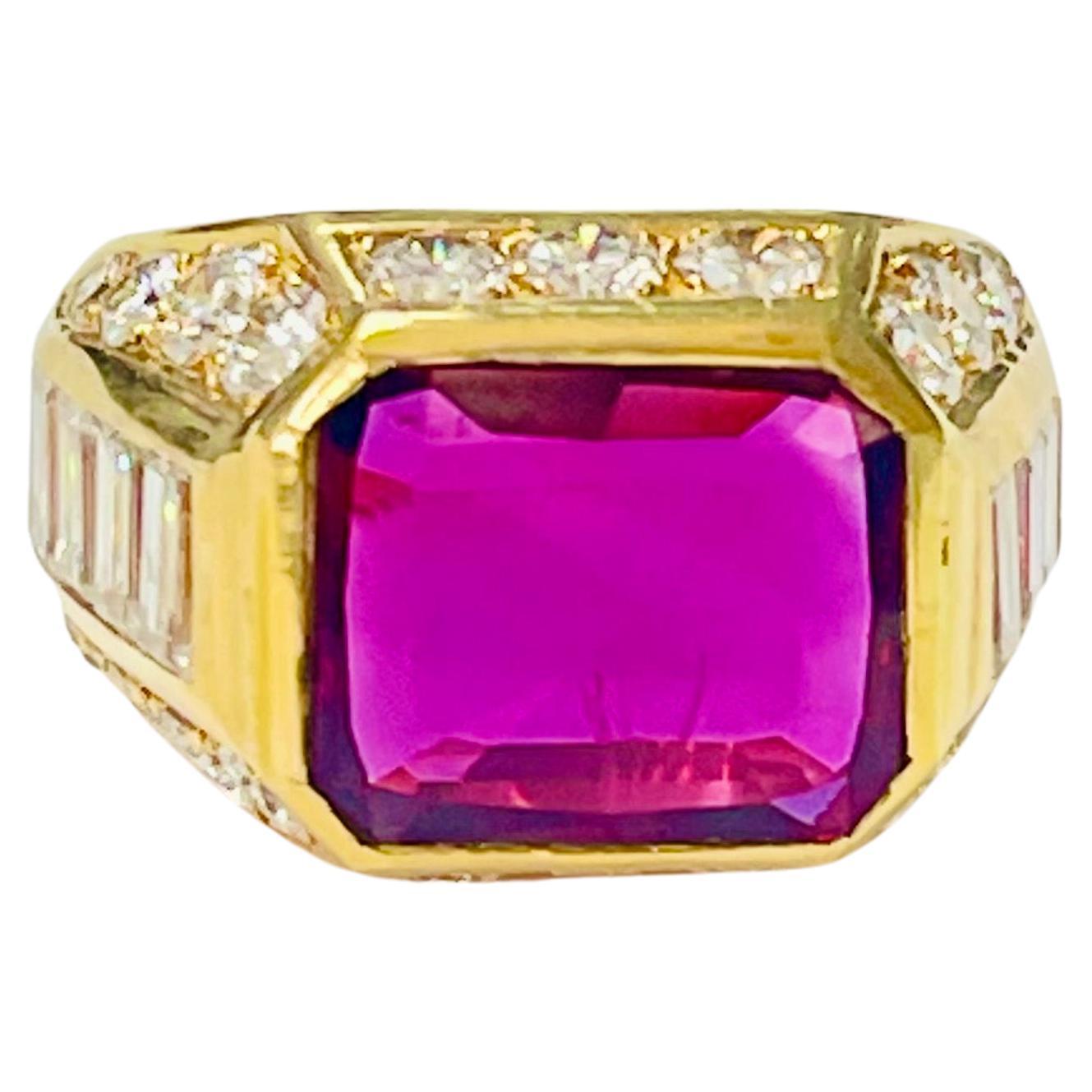 Unique GIA certified 2.50 carat Ruby No Heat( Thailand )  and diamond beautifully hand crafted in 18k yellow gold. 
The details are as follows: 
Ruby weight : 2.50 carats approx  No Heat 
Diamond weight : 2carats ( G color and VS clarity ) 
Metal :