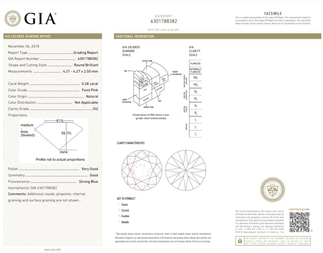 GIA Certified 2.75 Carat Round Pink Diamond Bracelet For Sale 5