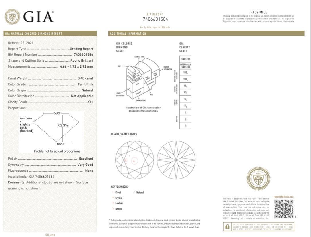 GIA Certified 2.75 Carat Round Pink Diamond Bracelet For Sale 1