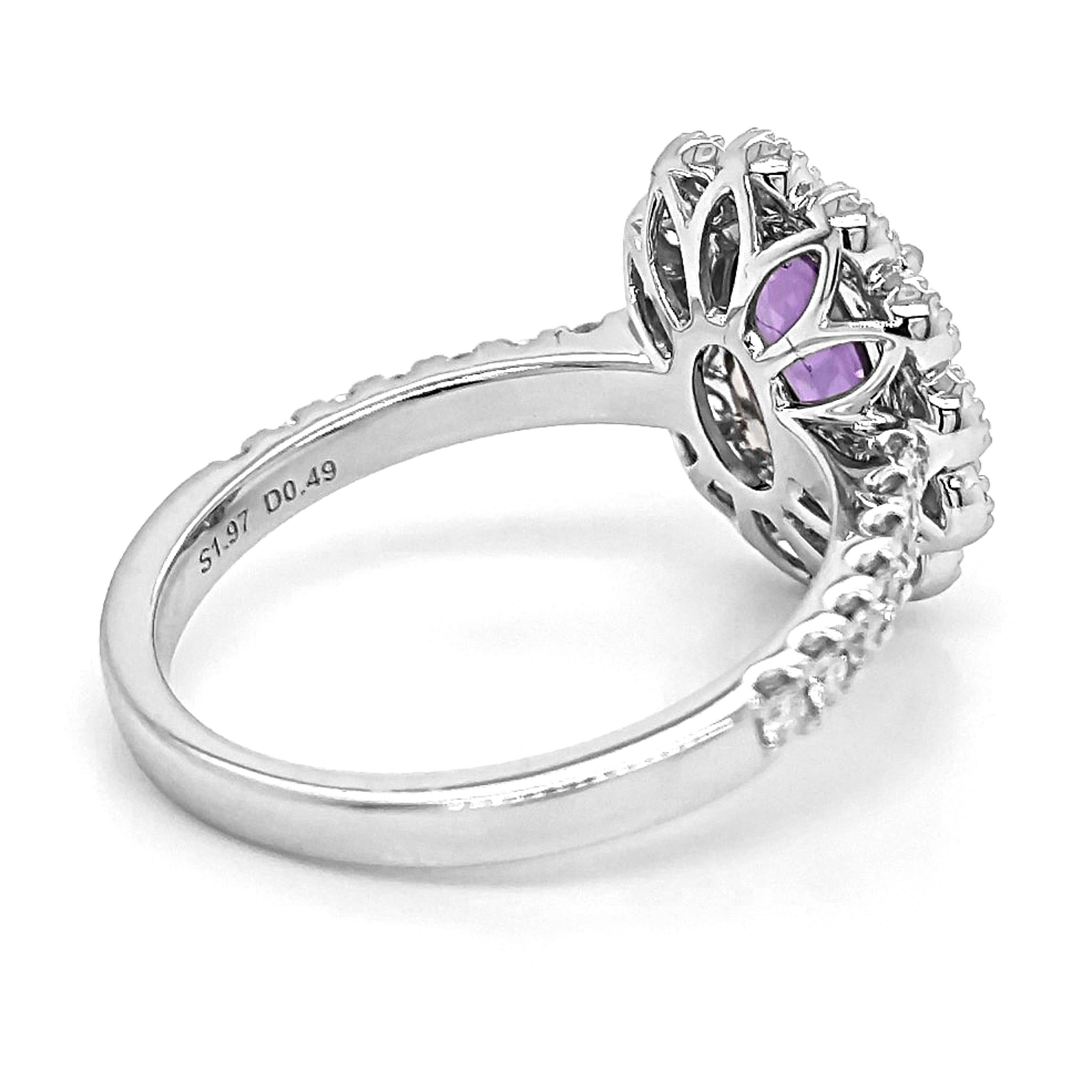 Anillo de oro blanco con zafiro y diamante blanco de 2.75 quilates certificado por el GIA Corte mixto en venta