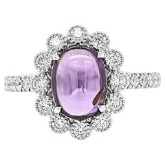 Anillo de oro blanco con zafiro y diamante blanco de 2.75 quilates certificado por el GIA