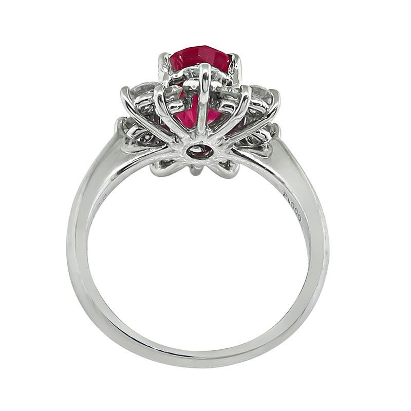 GIA Certified 2.75ct Burma Ruby 1.00 Diamond Engagement Ring In Good Condition For Sale In New York, NY