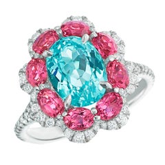 GIA Certified 2.76 Carat Paraiba Tourmaline Cocktail Ring