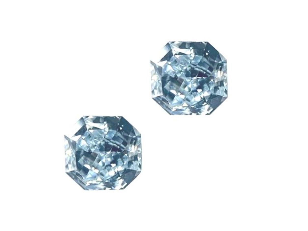 GIA Certified 2.76 Carat TW Radiant Natural Fancy Light Greenish Blue Diamonds 1