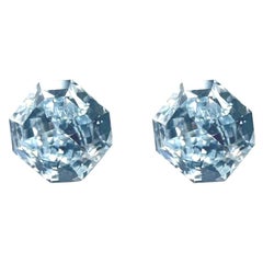 GIA Certified 2.76 Carat TW Radiant Natural Fancy Light Greenish Blue Diamonds